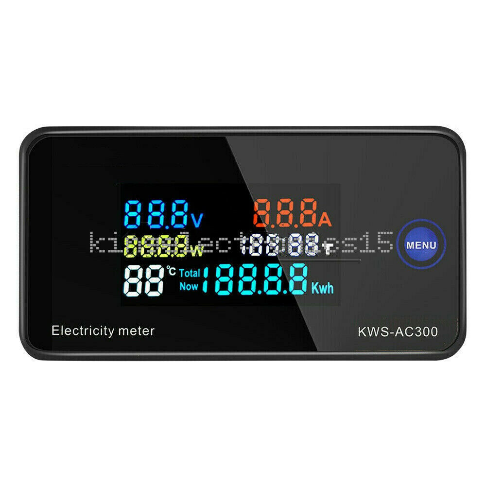 1PCS AC 50-300V Display Digital Power Energy Temp Meter Ammeter Voltmeter 0-10A