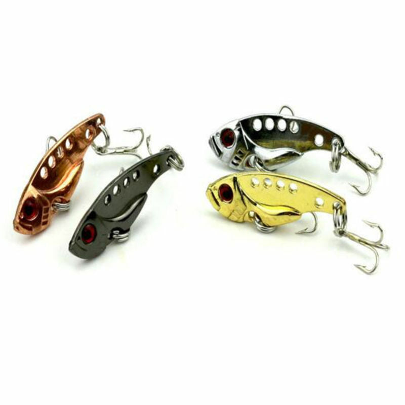 4pcs/set  Lots Fun Metal Fishing Lures Bass CrankBait Spoon Crank Bait Tackle