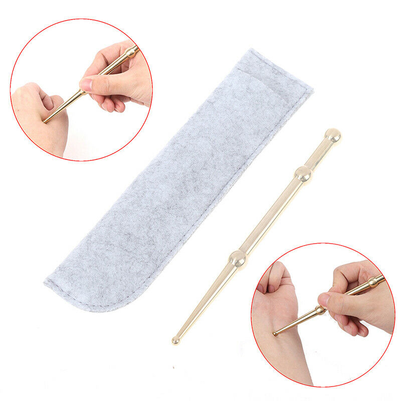 1X Brass Face Eye Point Ear Reflexology Massage Pen Guasha Acupoint Detect SFCA