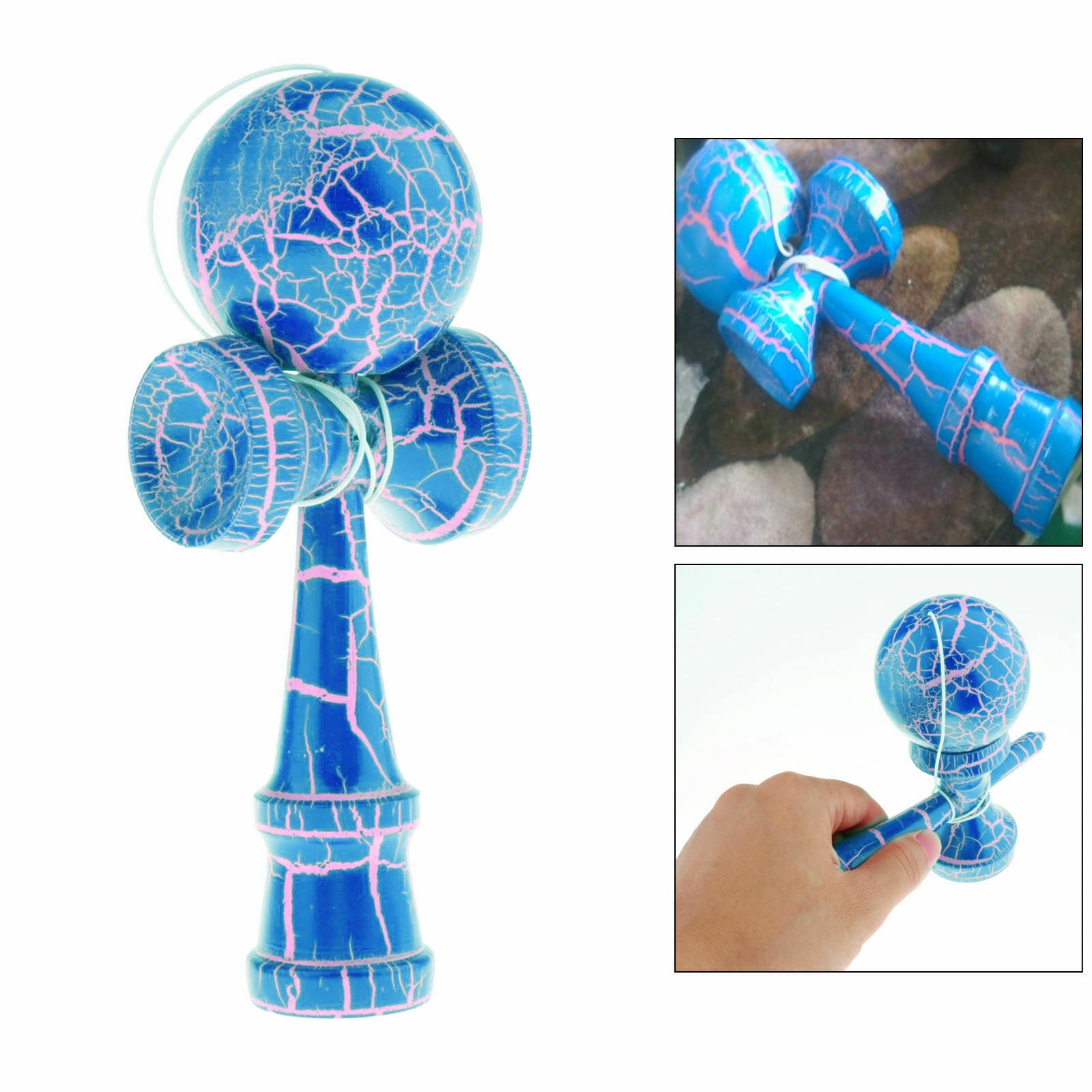 Wooden Colorful Crack Surface Kendama Balls Address Balance Toys for - Blue,