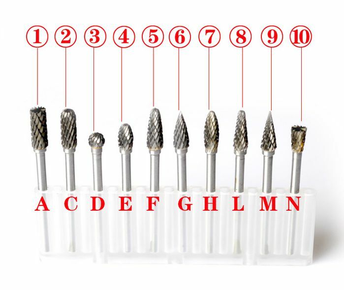 10 Pcs 3mm Shank Solid Carbide Bur Burr Double Cut Set suits for Dremel  [M_M_S]