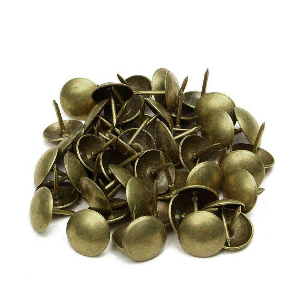 100 x BRONZE UPHOLSTERY NAIL PIN-20mm WIDE HEAD-25mm LENGTH-STUD/ TACKS PINS