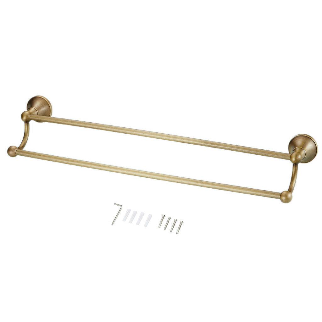 Modern Brass Double Towel Bar Towel Rack Shelf Bathroom Accessories 60cm