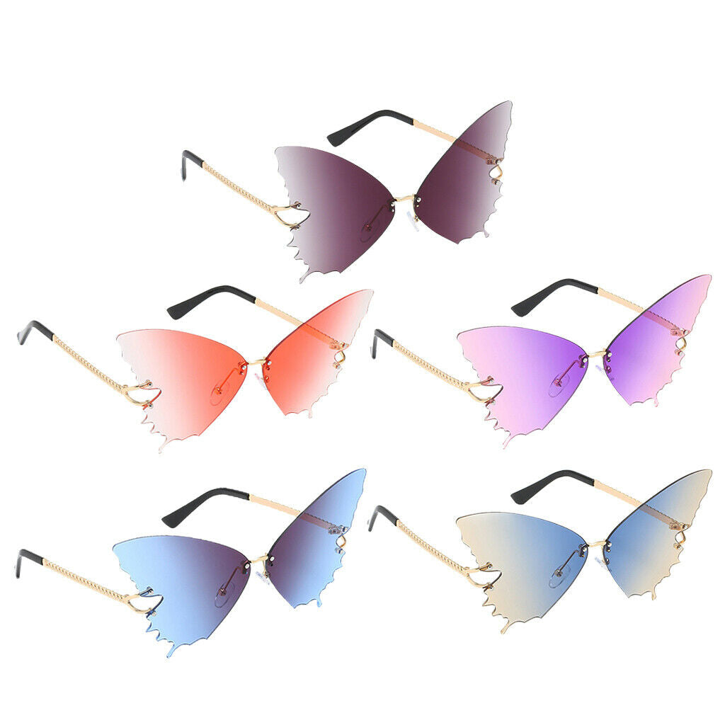5Pcs Women Trendy Butterfly Sunglasses Metal Frame Party Eyewear Glasses