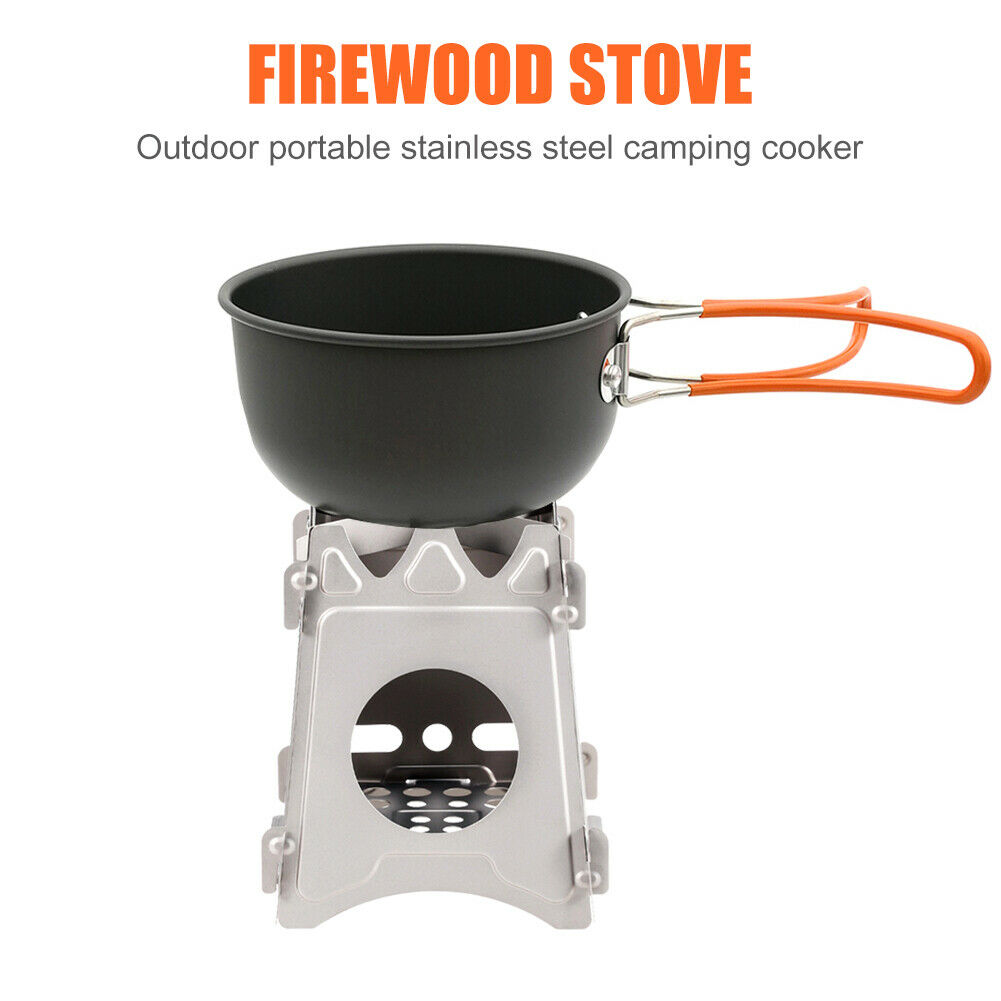 Portable Stainless Steel Wood Stove Outdoor Camping Foldable Burning Cooker