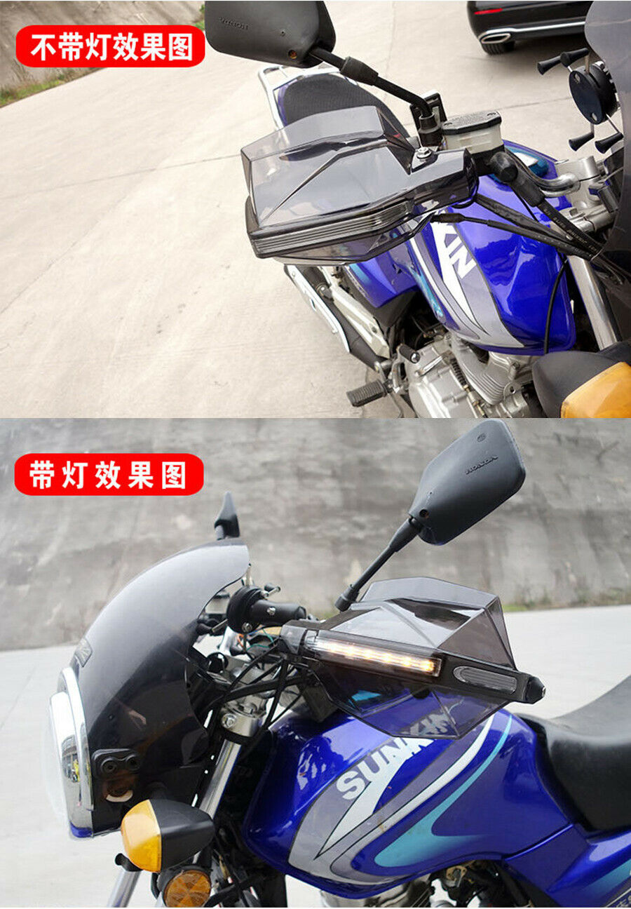Motorcycle Smoke Hand Guards Motocross Dirtbike Handguards Handlebar Guards+ LED