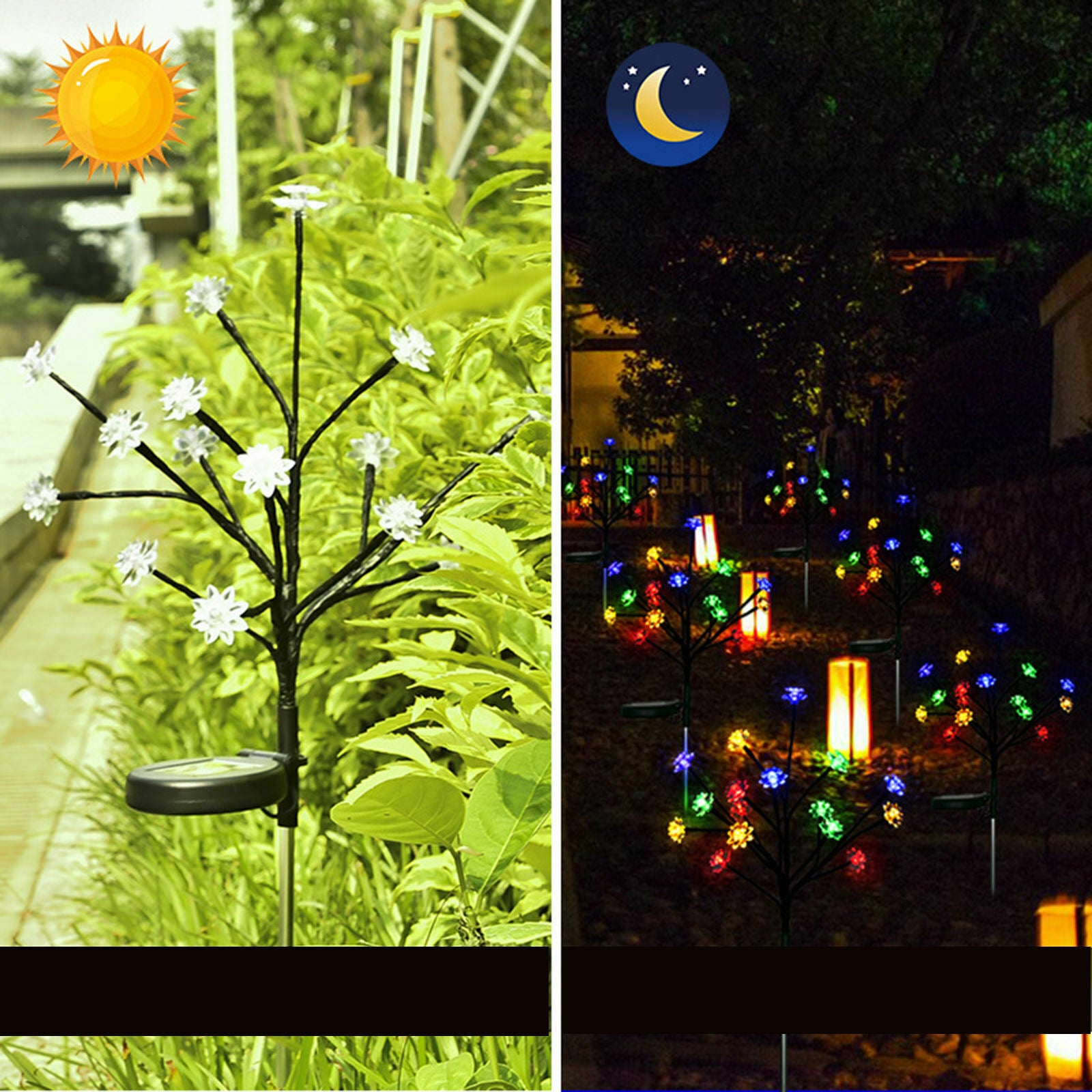 Solar Garden Stake Lights Home LED Pathway Lotus Flower Landscape Yard Deco