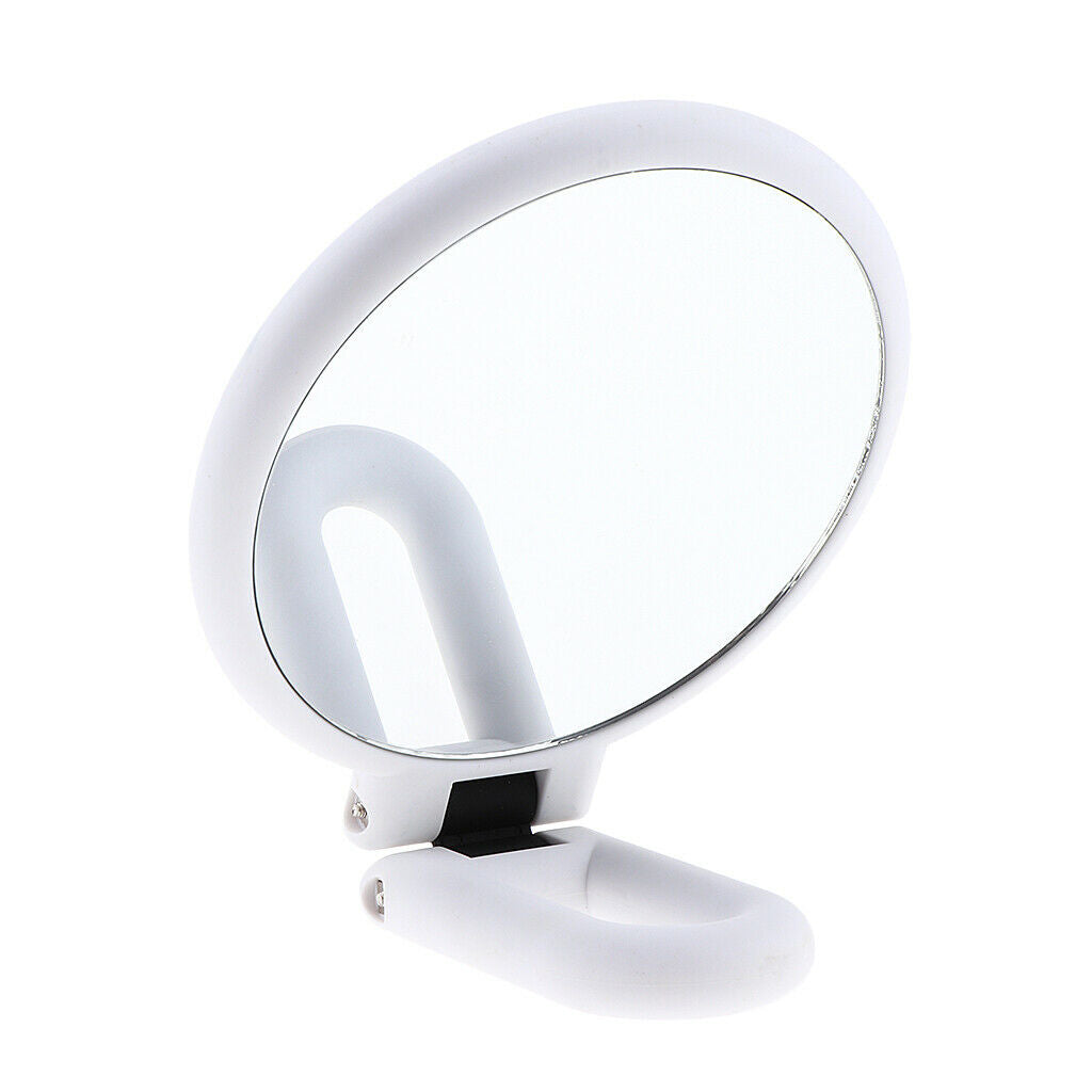 Folding Double Side Mirror Makeup Mirror with 15X Magnifying White Round