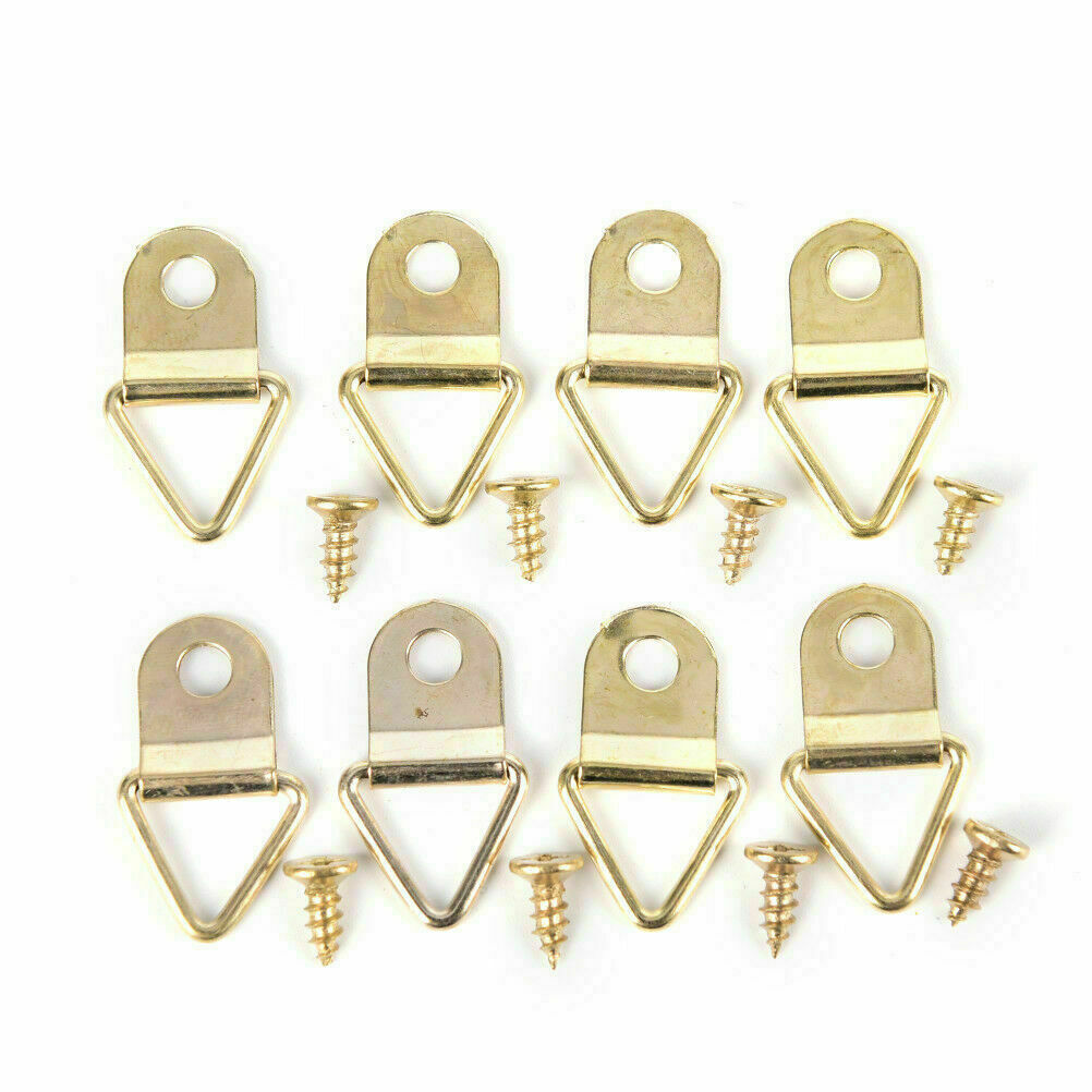 100x Picture Frame Hooks Frame Hanging Triangle D Ring Hangers Mirror Frame Ring
