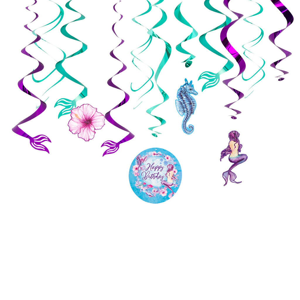 Mermaid Hanging Swirls Party Decorations For Kids Birthday Baby Shower