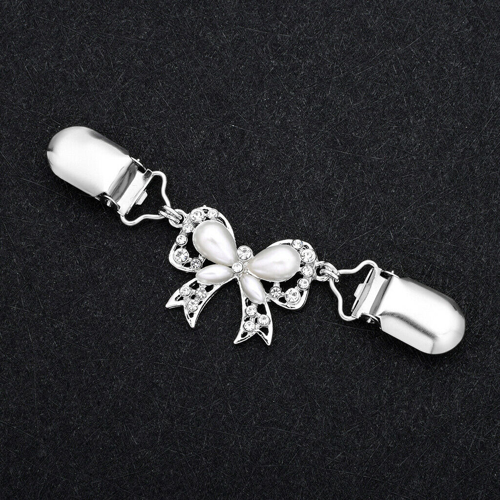 2 Pieces Retro Bow Knot Brooch Clips Shawl Scarf Cardigan Sweater Clips