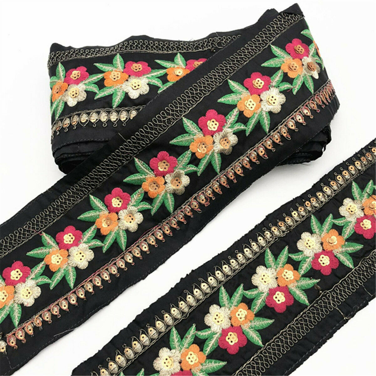 1Yrds Embroidery Jacquard Ribbon Braid Retro Ethnic Lace Webbing Cloth Trim DIY
