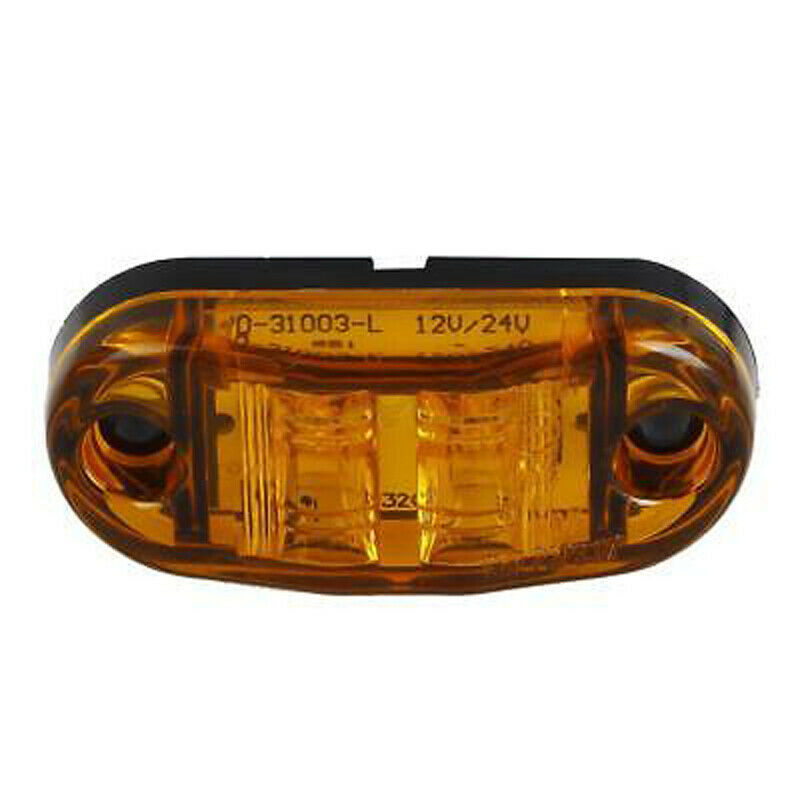 2pcs  2.6" Clearance Amber Oval Led Lamp 2 Diode Trailer Truck Side Marker Light