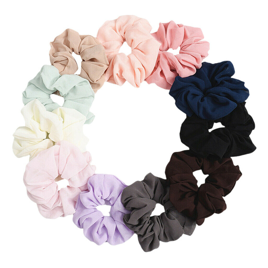 11pcs Silk Hair Scrunchies Stretchy Ponytail Holder Rope Hairband Updo Tool