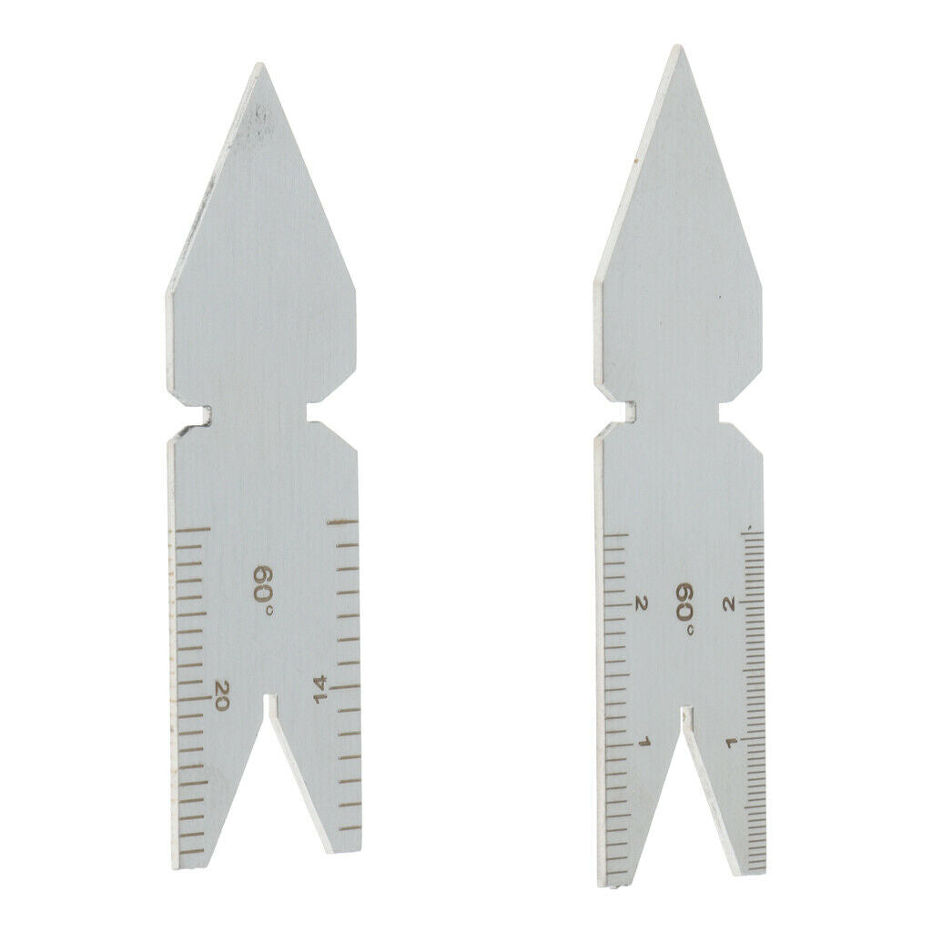 Set of 2PCS 60 Degree Stainless Steel Center Gauges Inch / mm Metric System