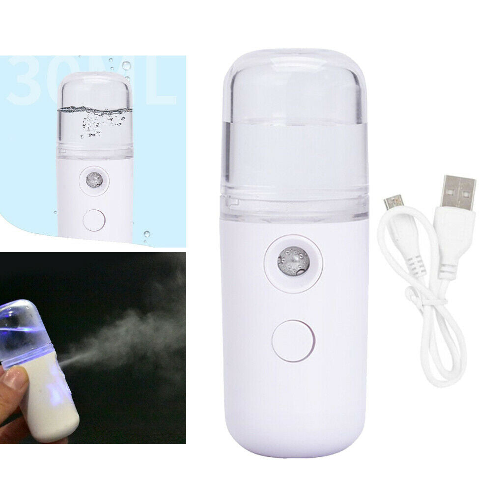 Mini Nano Facial Handy Cool Mist Spray Machine Face Hydration Sprayer White