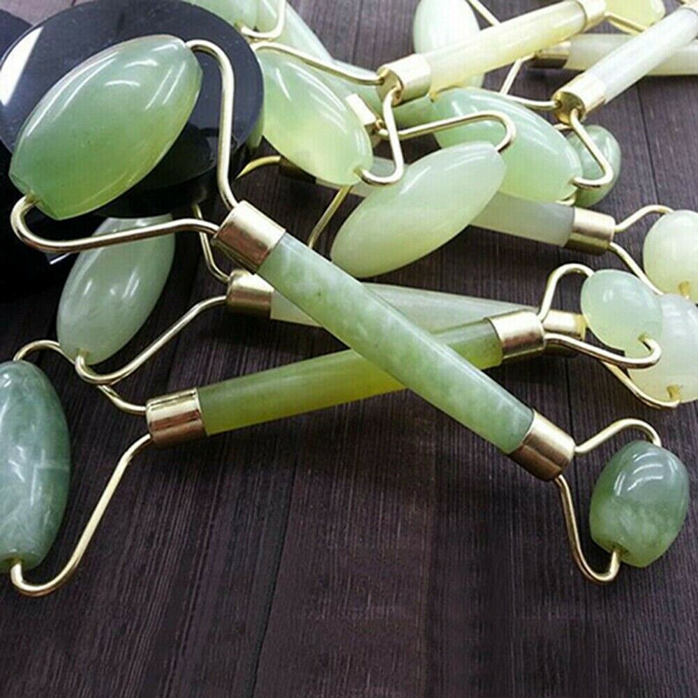 Natural Quartz Facial Jade Stone Roller Beauty Massage Tool Face Massager^