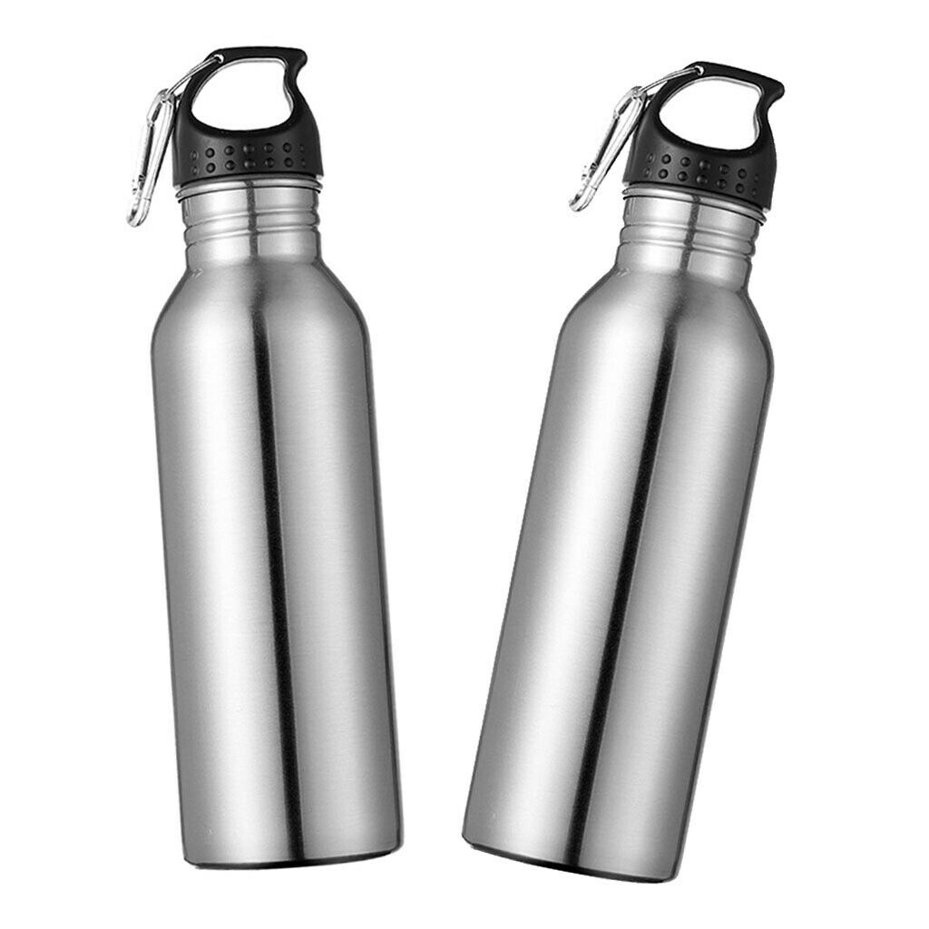2 lot 750ml Sports Water Bottle Wide-mouth Flask Gym Cold Water Bottles