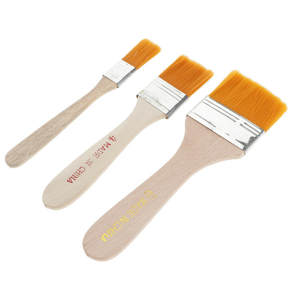 3x wooden handle nylon hair brush for artist kids drawing painting Tool