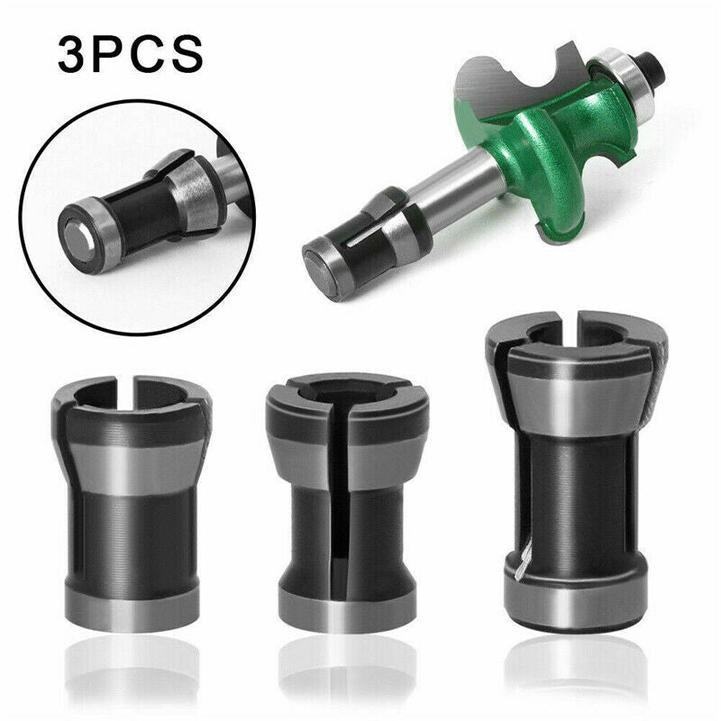 3Pcs Die Angle Grinder Router Adapter Chuck Collet Replacement 6mm 6.35mm 8mm