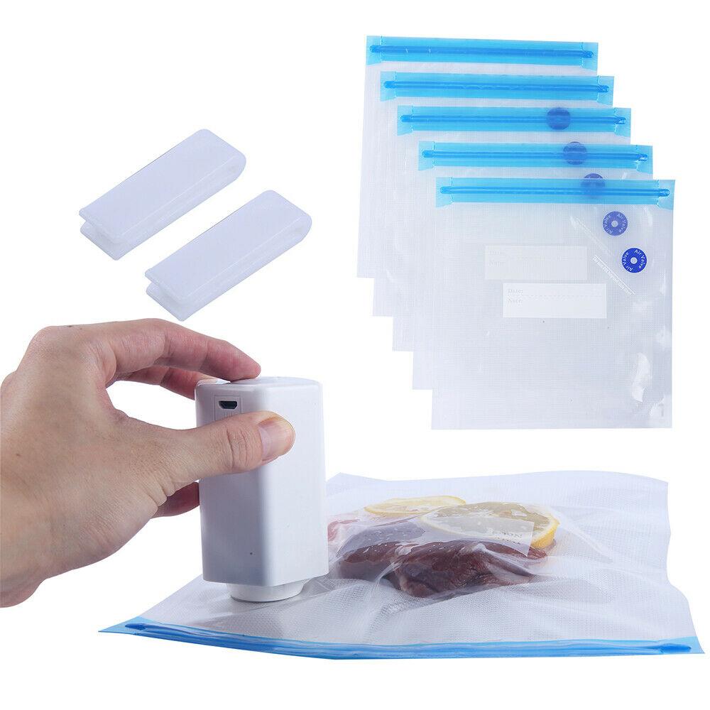 Portable Mini Electric Vacuum Pack Machine USB Food Air Sealing Machine +5 Bags