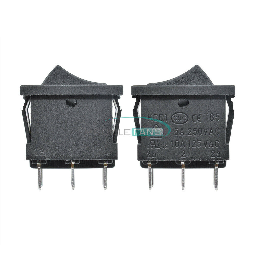 2PCS 6Pin DPDT ON-OFF-ON 3Position Snap Boat Rocker Switch 6A/250V 10A/125V AC M