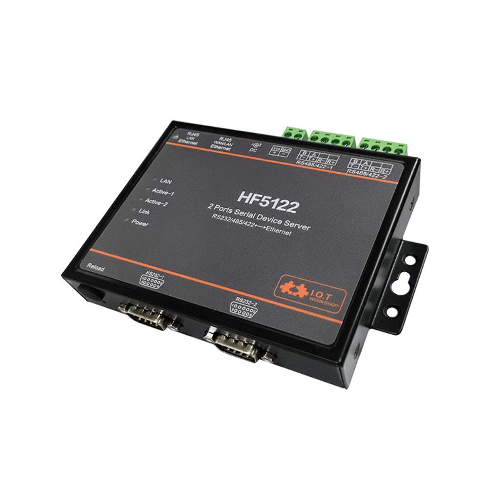 HF5122 Industrial Serial To Ethernet RTOS Serial 2 Port Transmission Converter