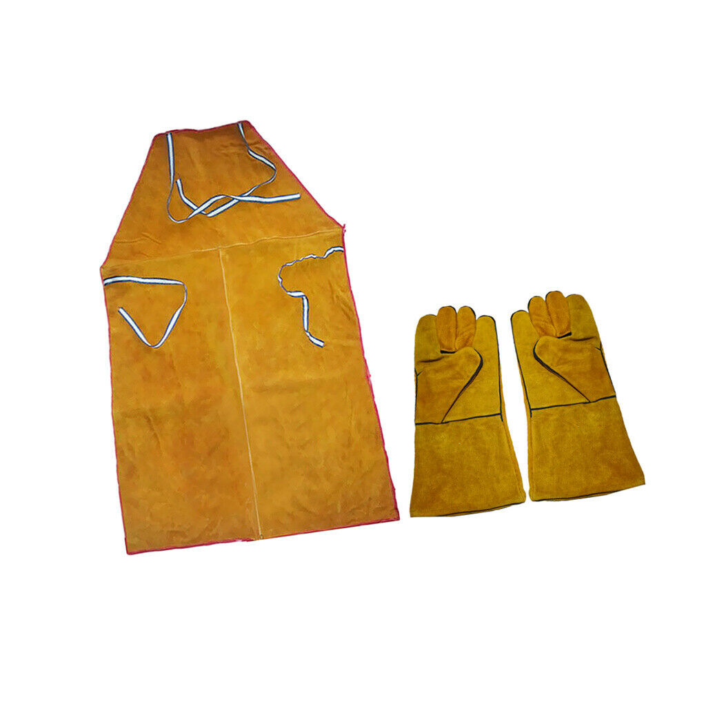1 Pair Welding Protective Sleeves Gloves with Welder Apron Flame Resistant