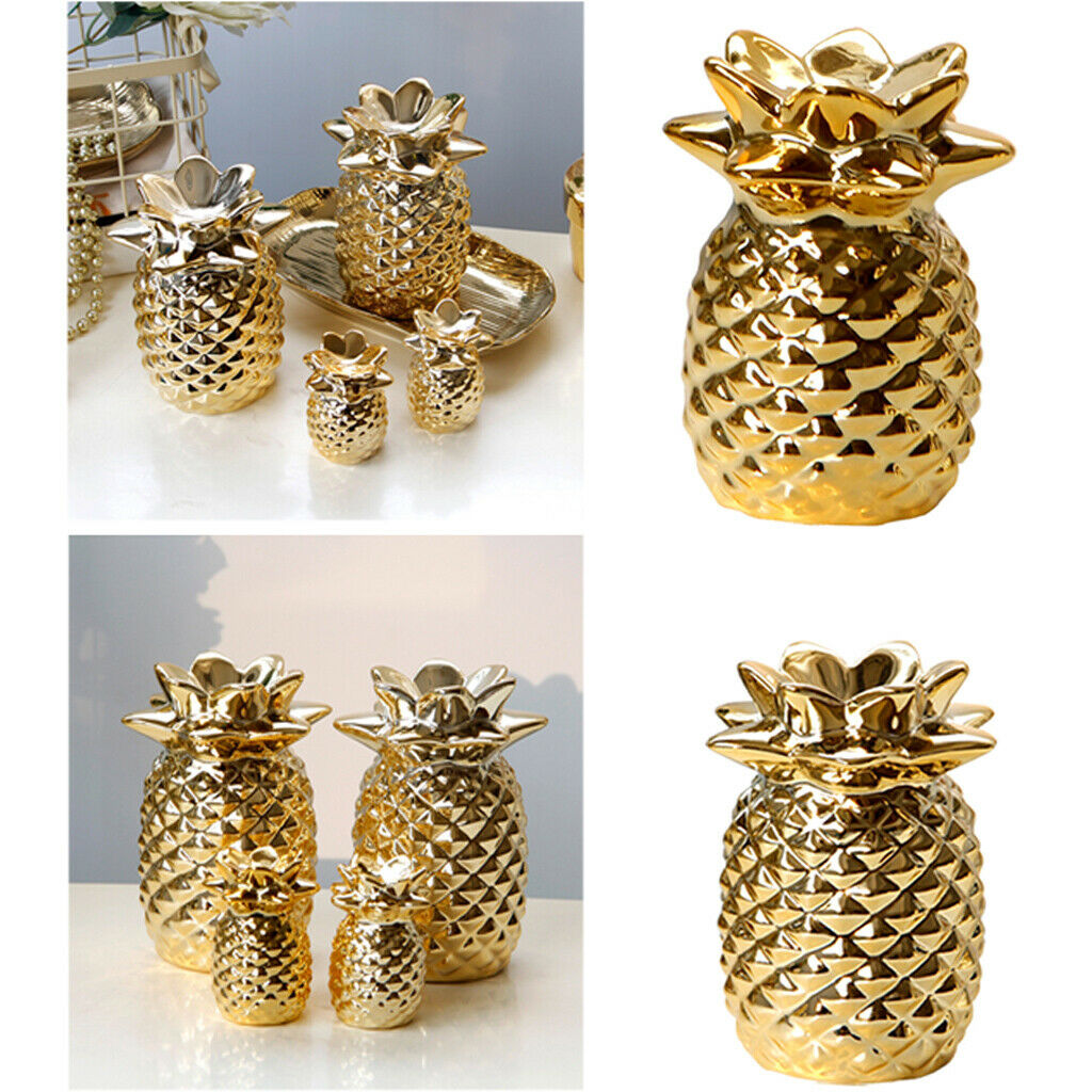 2x Pineapple Shaped Statue Desktop Display Bedroom Home Office Decor Gift