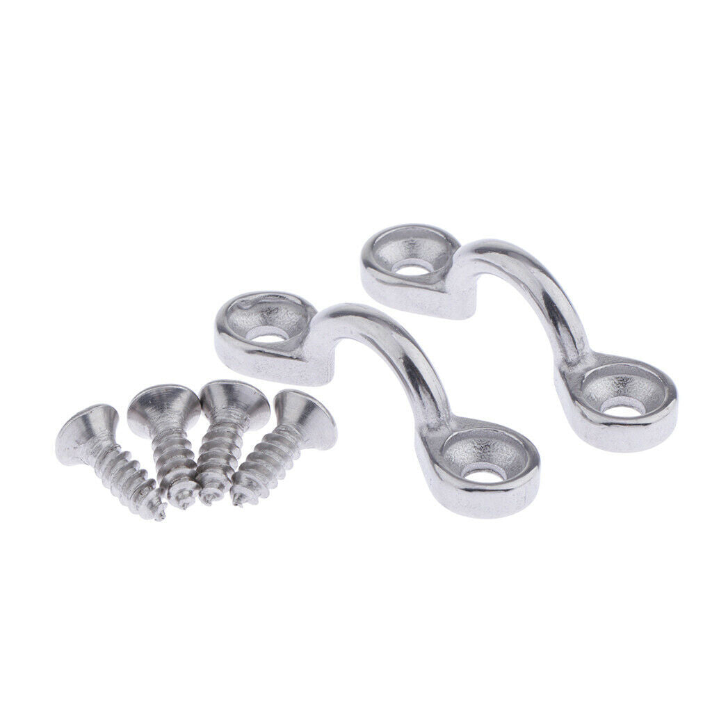 2pcs Stainless Steel Marine C Type Pad Eye Straps Accessories with 4 Screws