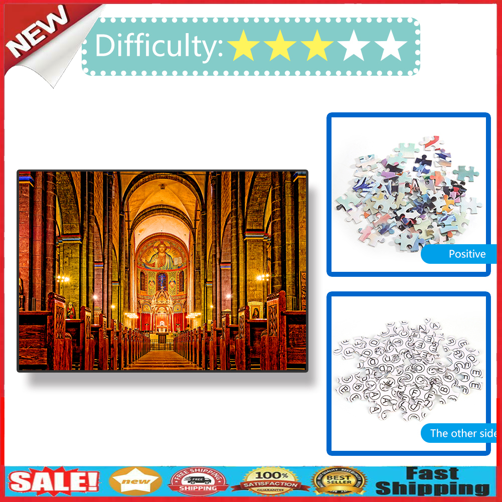 1000pcs DIY Church Interior Paper Puzzle Stress Relief Toys Handmade Gifts @