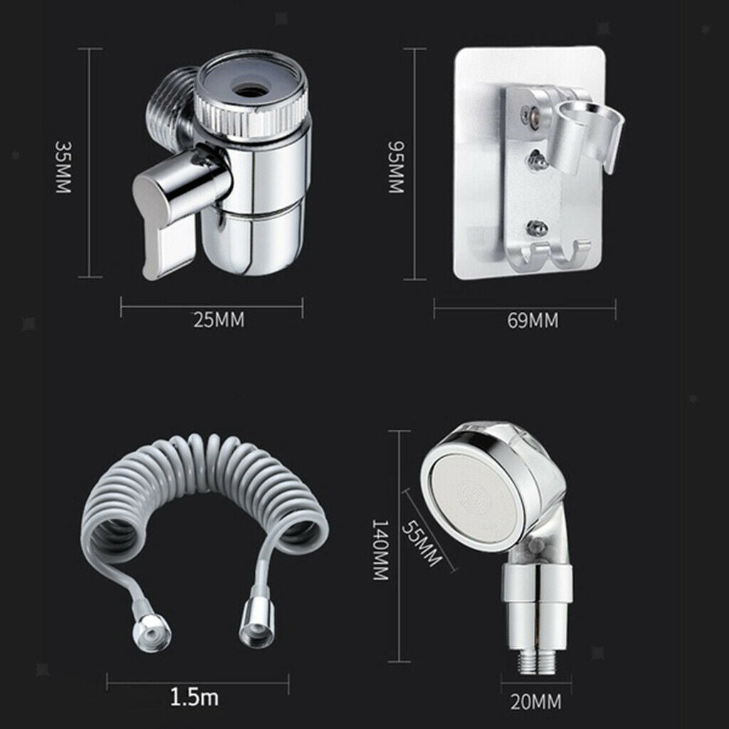 Flexible External Shower Set Bathroom w/ 1.5m Hose Easy to Install for Bidet