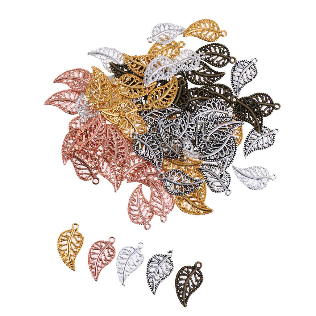 75pcs Jewelry Making Beads Leaves Charms Pendants DIY Jewelry