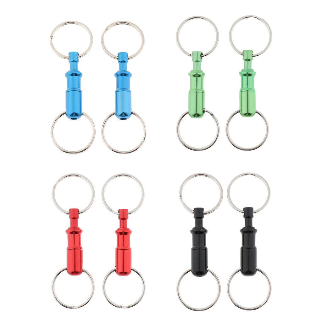 8Pcs/Set Aluminum Detachable Keychain Pull Apart Breakaway Key Rings Handy