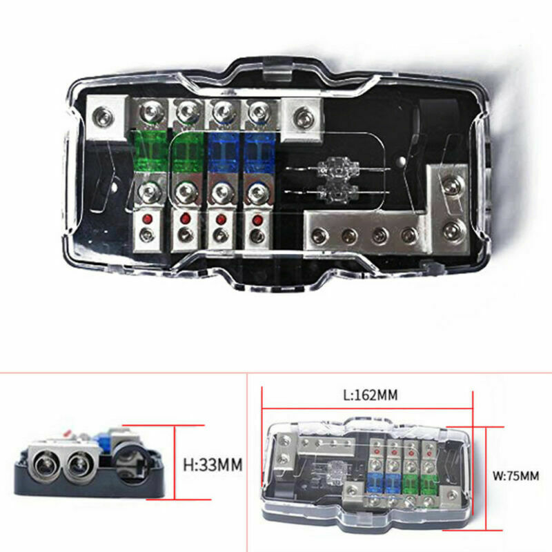 Car Audio Stereo ANL Fuse Holder Distribution 0/4GA 4 Way Fuses Box Block 50A