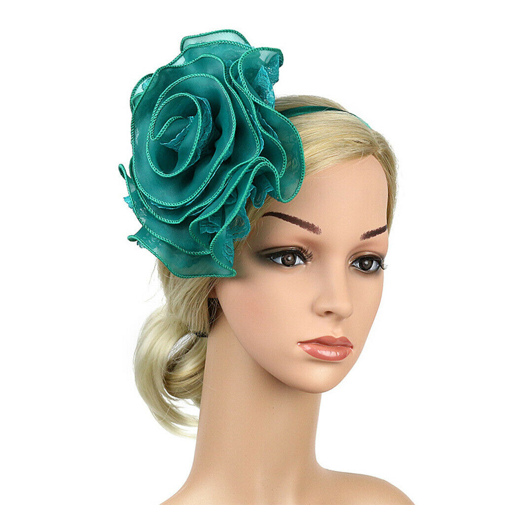 Flower Lace Headband Fascinator Wedding Bridal Royal Ascot Headwear Green