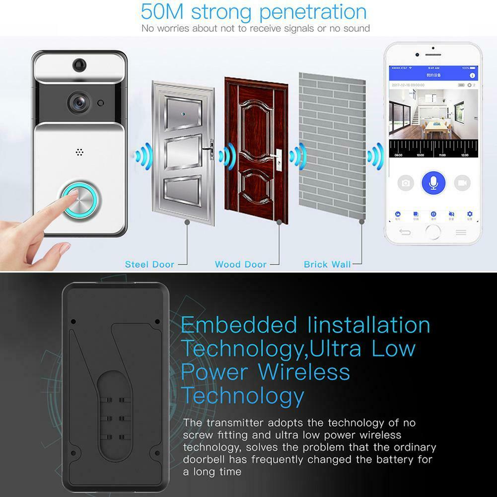 Smart Wireless WiFi Home Security DoorBell Camera Phone Video Door Intercom @
