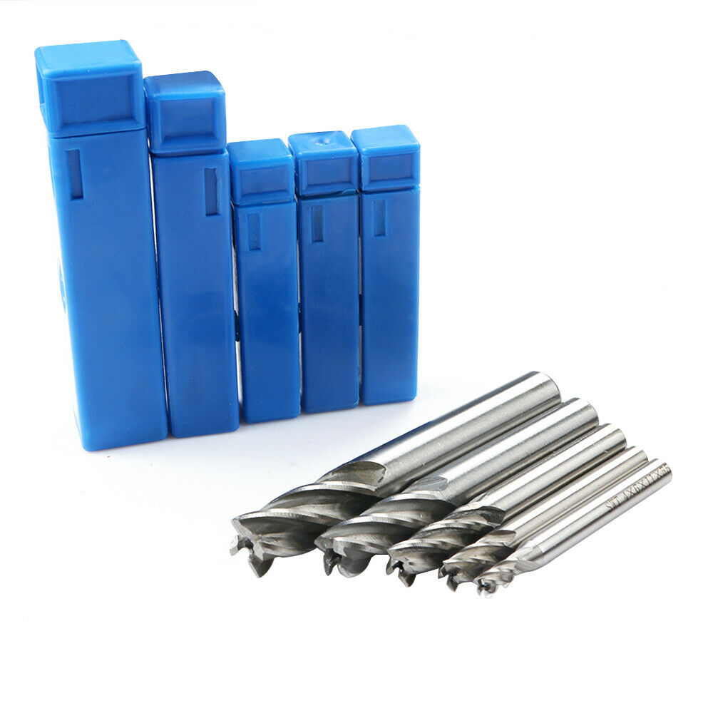 5pc/Set HSS CNC Straight Shank 4Flute End Mill Router Drill Bit Cutter Tool