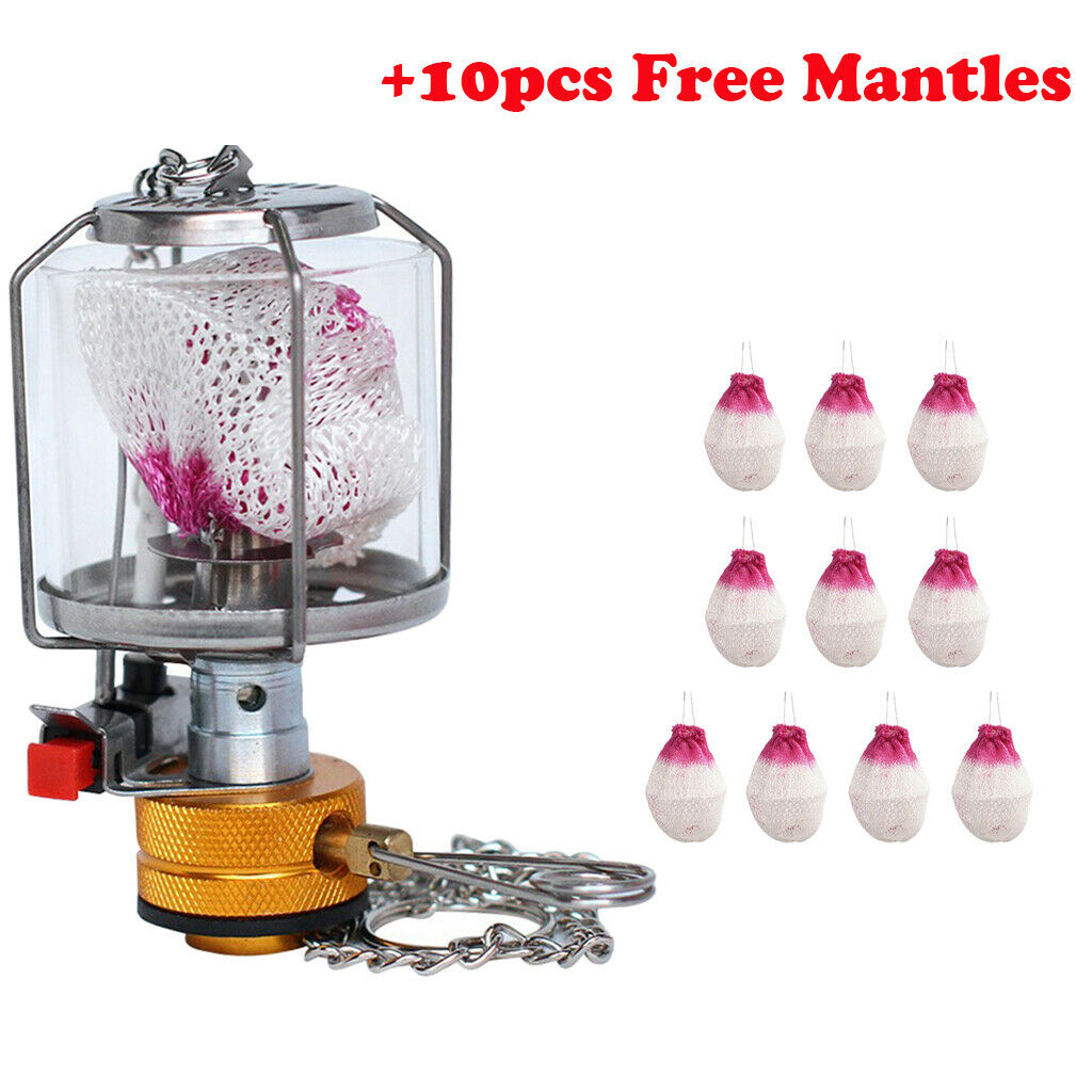 Gas Lantern Tent Propane Fuel Lamp Picnic Hanging Light with 10 Mantle Hard Case