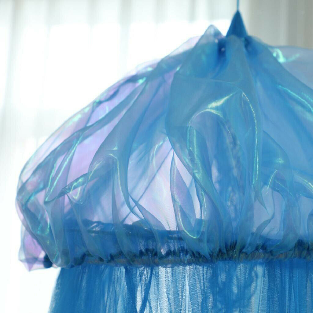 Kids Blue Crib Bed Canopy Bedcover  Net Round Dome Tent Nursery Room