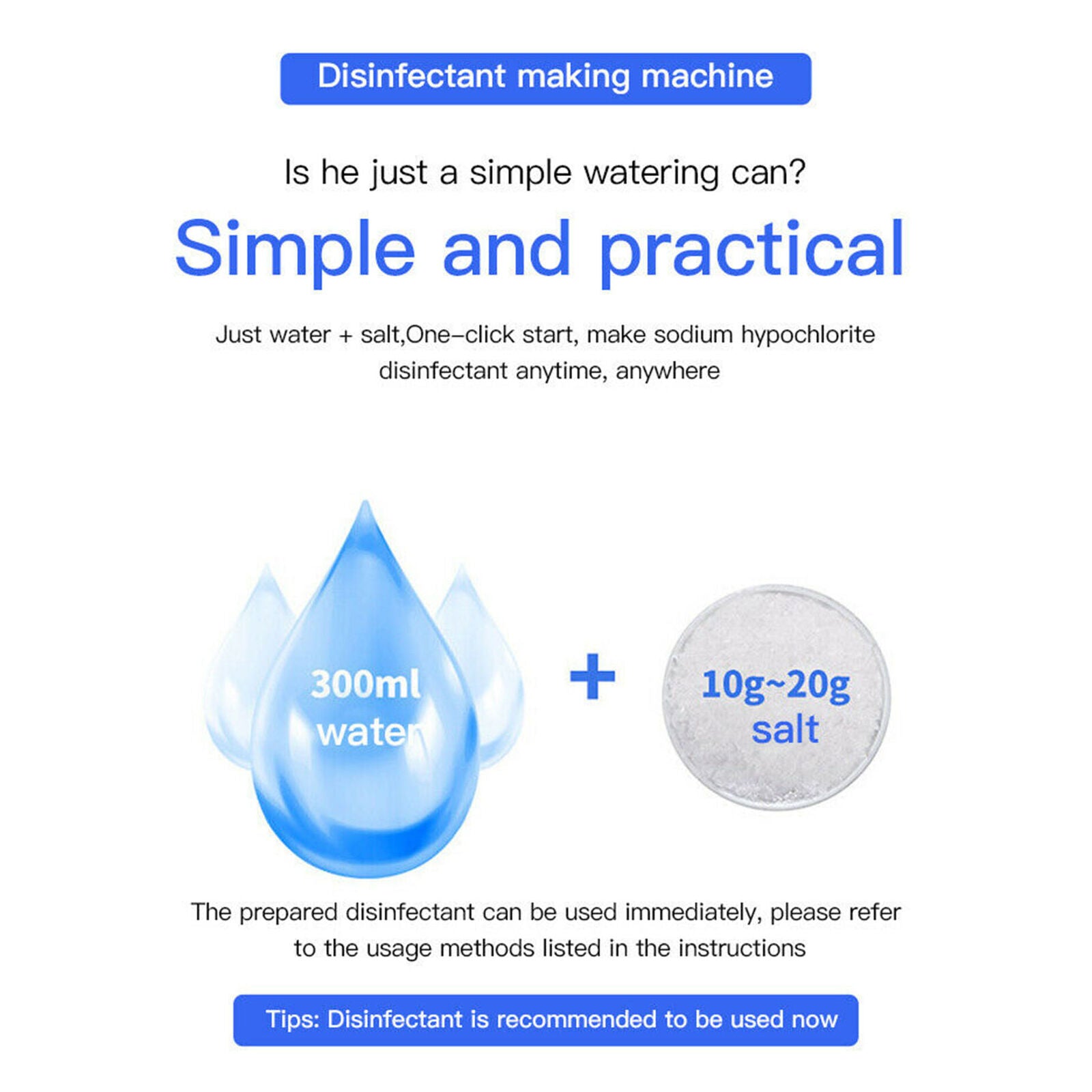 Portable Hypochlorous Acid Water Making Machine Disinfection Water Maker