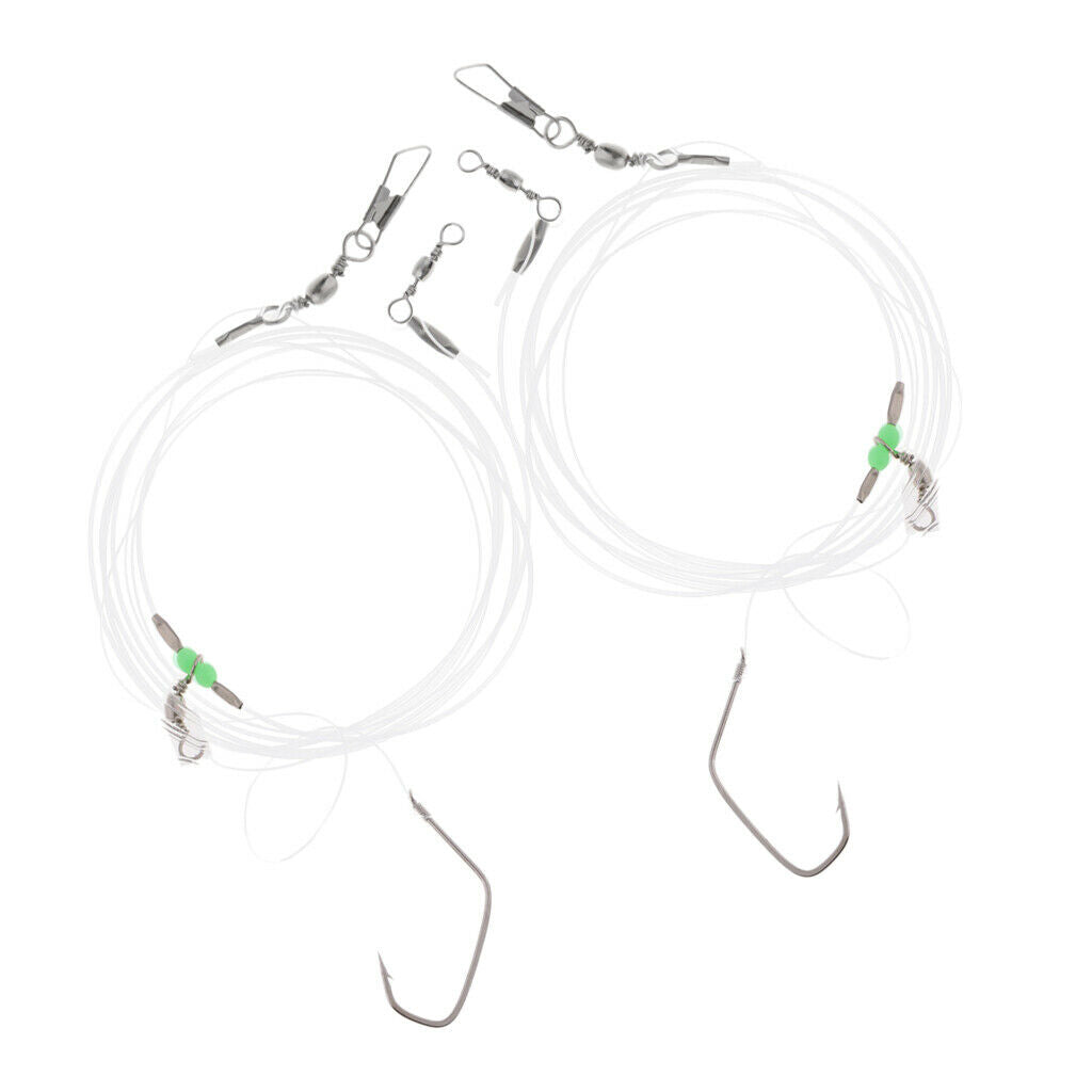 Fishing Wire Leader with 2pcs Hooks Swivels Snaps Beads Sea Fishing Tackle