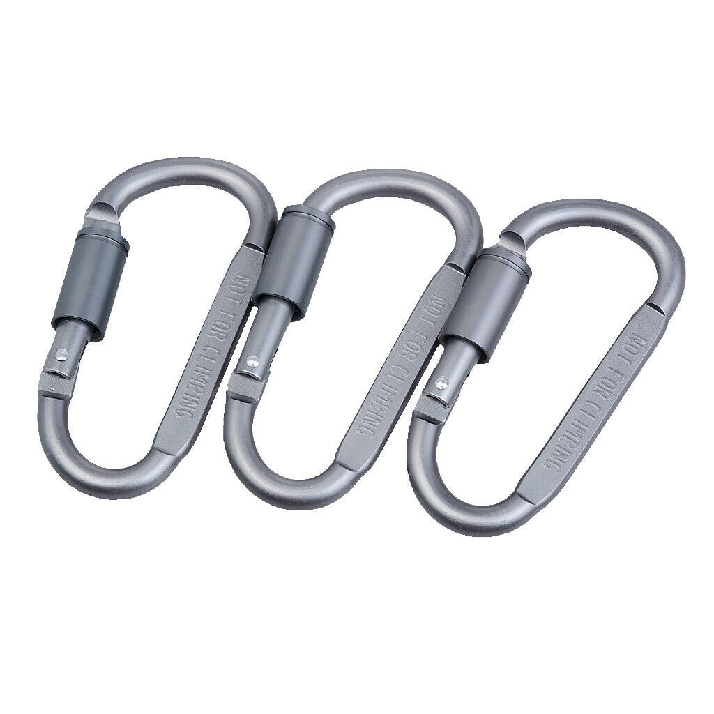 3pcs Tin Alloy D Type Carabiner Keychain Buckle Screw Locking