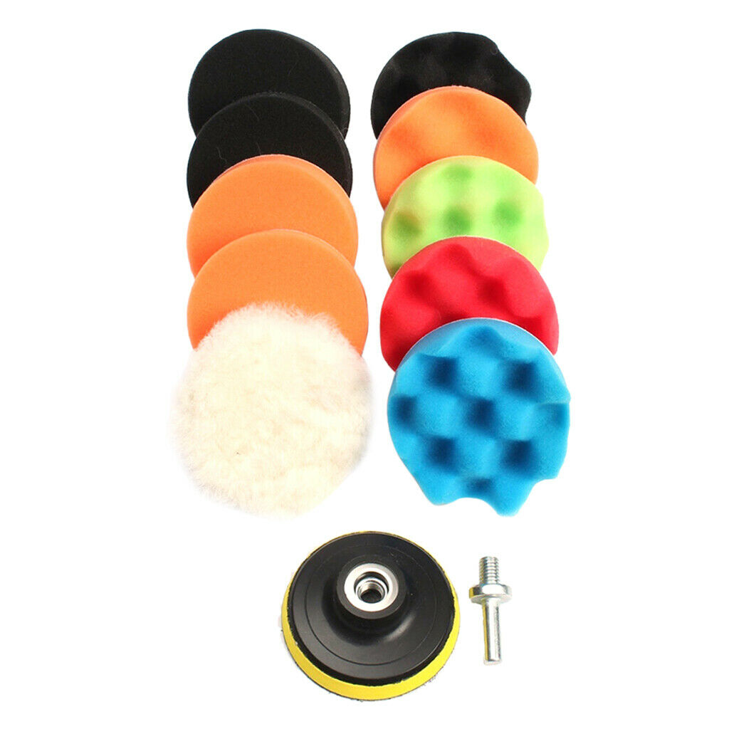 11 Pieces 3 Inch Sponge Polishing Waxing Buffing Pads Kit Set Compound For Auto