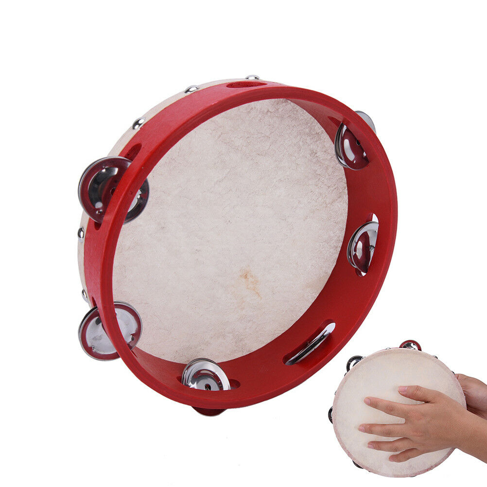 8" Musical Tambourine Tamborine Drum Round Percussion Gift for KTV Party s/ W Rf