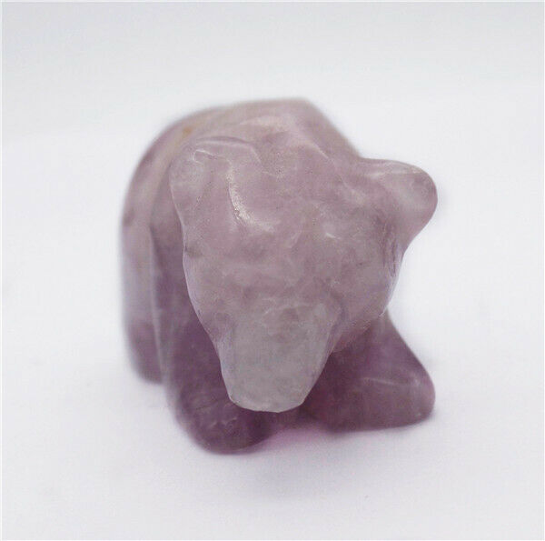 48x31x24mm Natural Purple Amethyst Carved Bear Decoration Statue Decor HH7733