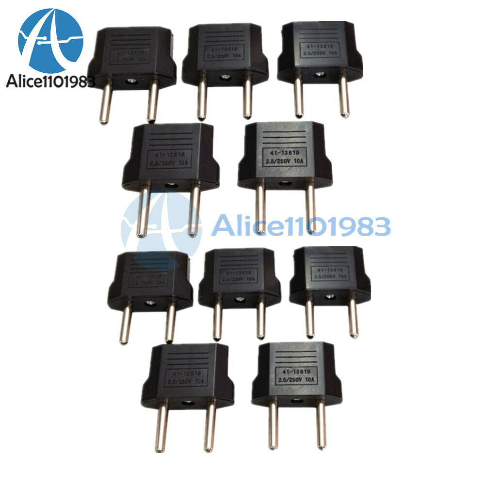 10PCS US/USA to European Euro EU Travel Charger Adapter Plug Outlet Converter