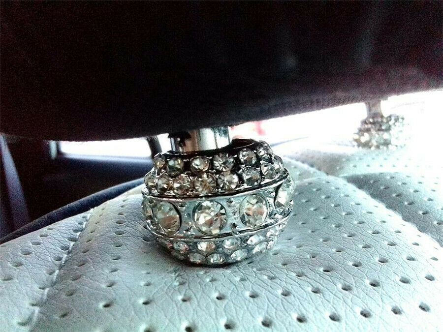 4X Bling Crystal Car Seat Headrest Collar Decoration For Women's car interior