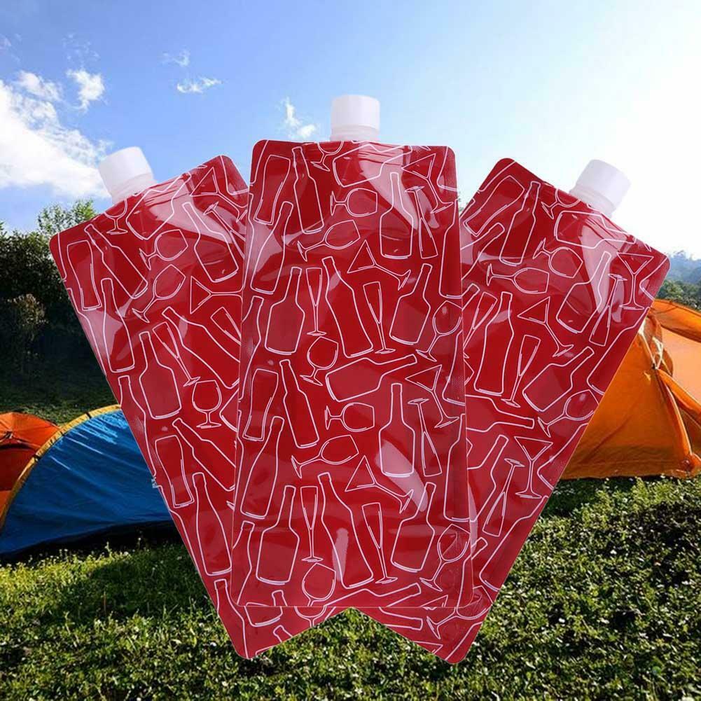 Portable 750mL Foldable Outdoor Camping Hiking PE Water Bag (Red) @