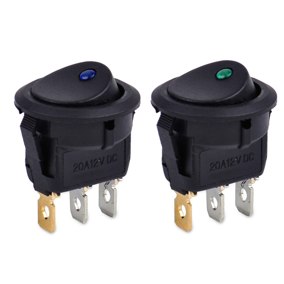 4pcs Boat On/Off 12V Round Dot LED Light Switch 3Pin Rocker Toggle SPST An